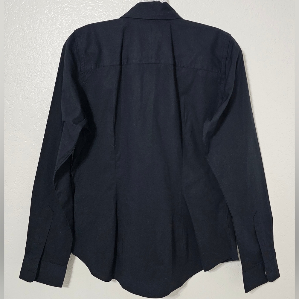 Burberry London Black Nova Check Button Down Shirt M Cotton Stretch Designer - Picture 3 of 9